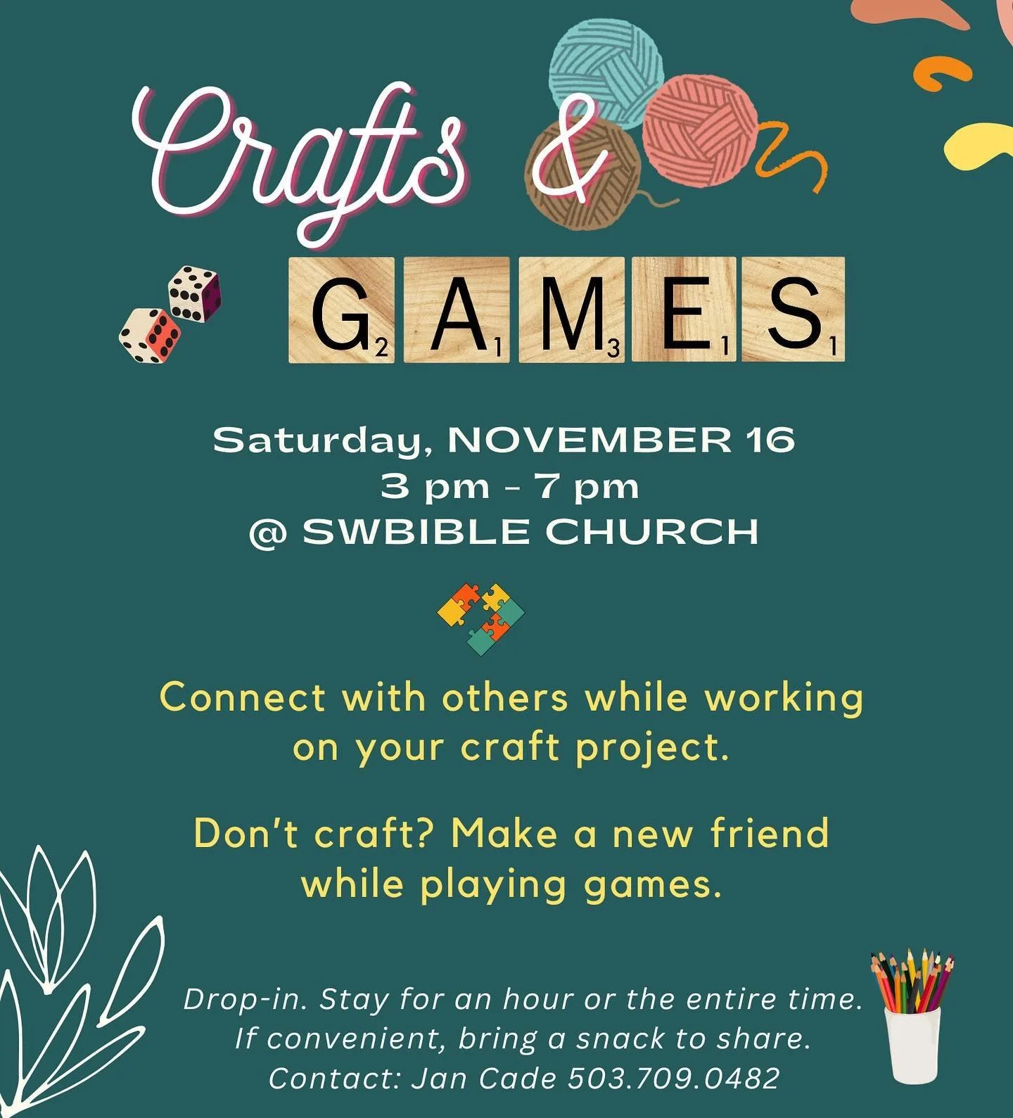 You&rsquo;re invited for a fun night of crafts &amp; games! Mark your calendar, and we&rsquo;ll see you there!

#swwomen #swbible