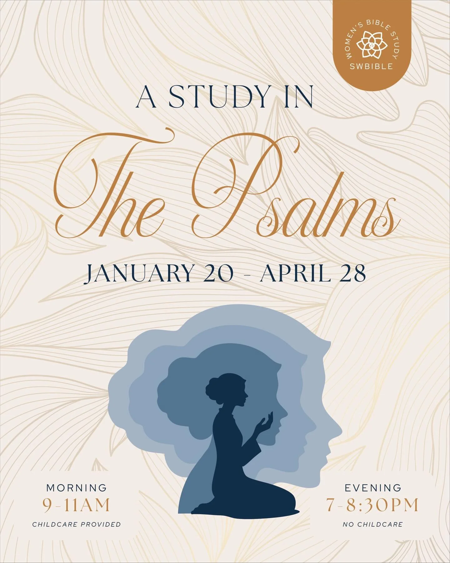 Registration is now open for Women&rsquo;s Bible Study January-April. We will be studying the book of Psalms together. The book of Psalms, a collection of inspired Hebrew prayers and hymns, is probably for most Christians the best-known and most-love