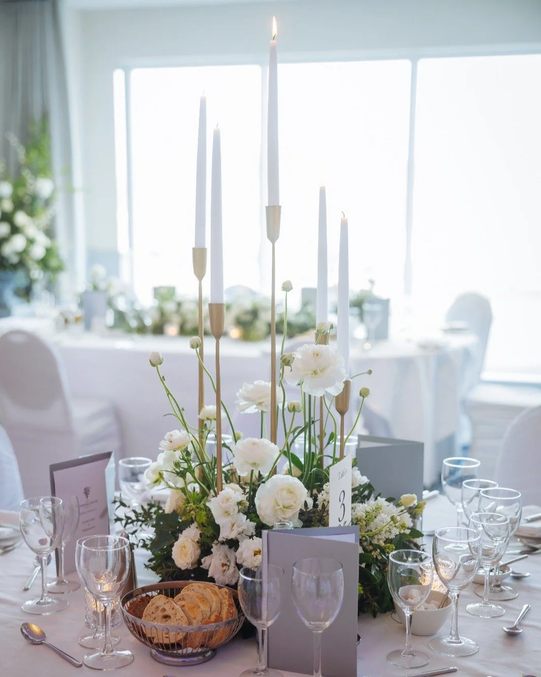 These elegant, spring, custom designed centrepieces for a wedding at Dunmore House Hotel a couple of years ago were such a joy to create.

We created two variations of designs; the first a pretty garden at the base of our gold @nkukulife candelabra's