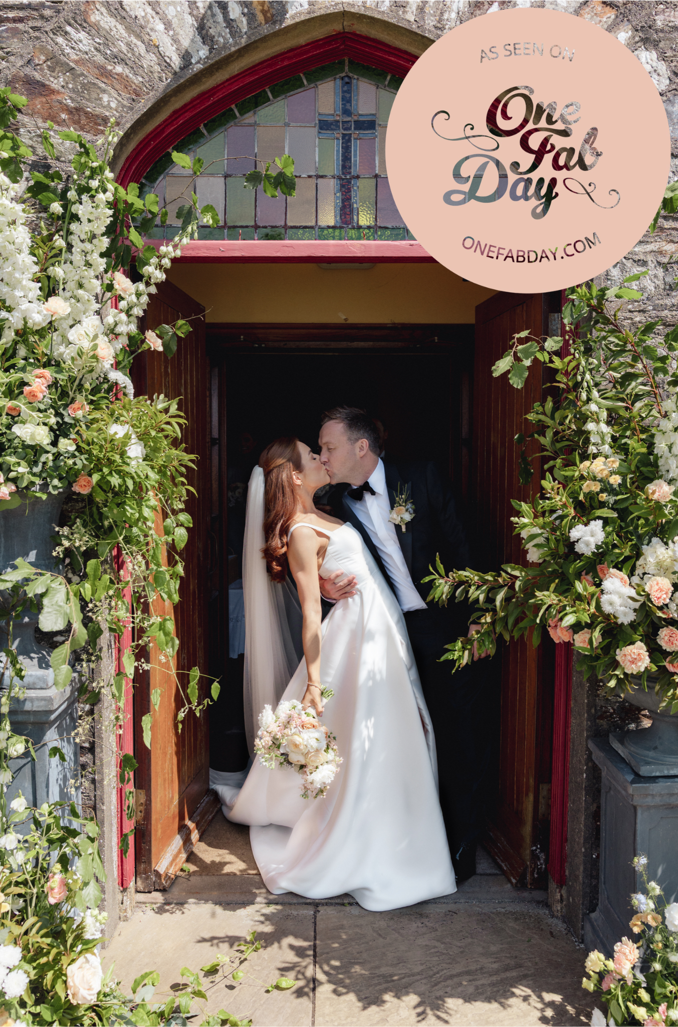 Katie & Peter at Rathbarry Church Door. Image by Magda Lukas - Written In The Stars - Faetured in One Fab Day