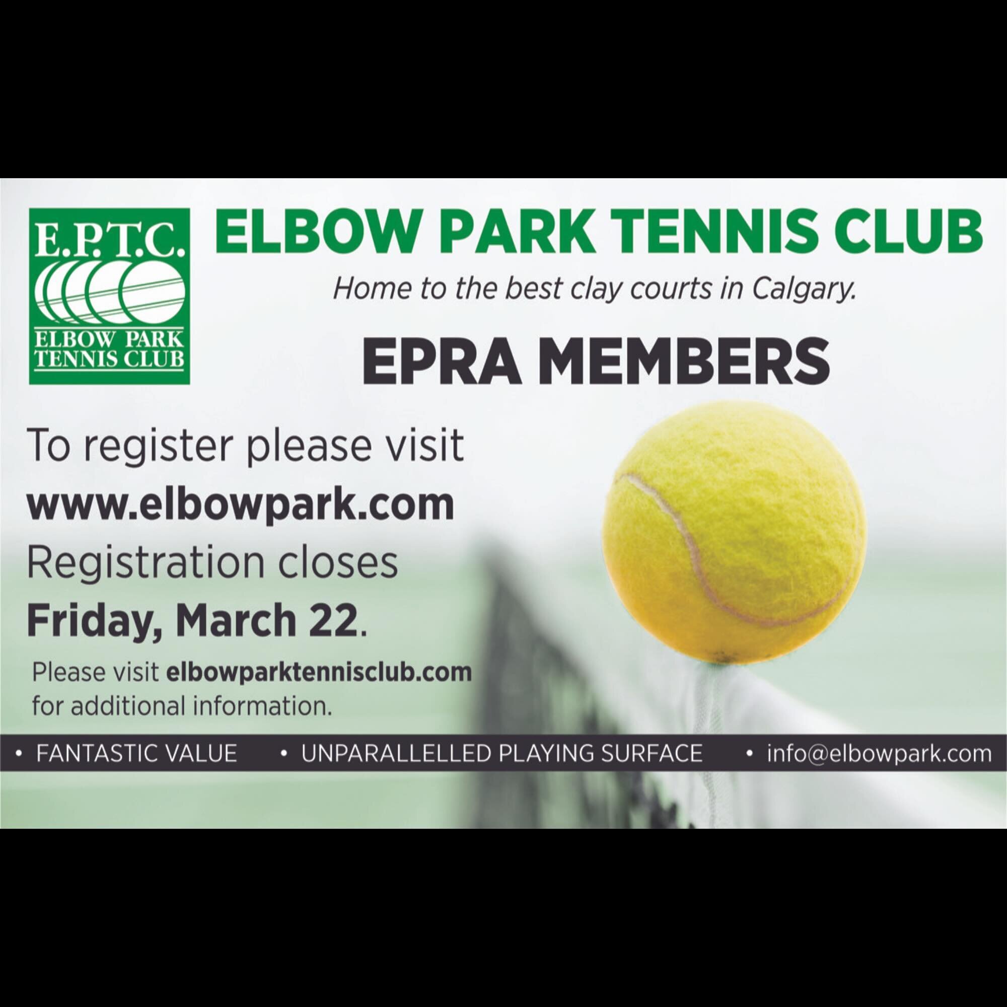Early bird registration until Mar 22. See elbowpark.com for details and to register.
#elbowpark #calgarytennis