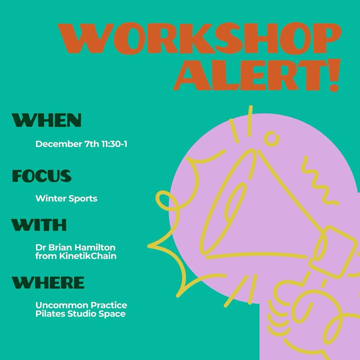 Get Ready for Ski Season! 🎿

Join us on December 7 for a Winter Sports Workshop with Brian from Kinetic! Prepare your body for the slopes with essential tips and techniques to stay safe and strong this season.

#pilates #denverpilates #pilatesinstru