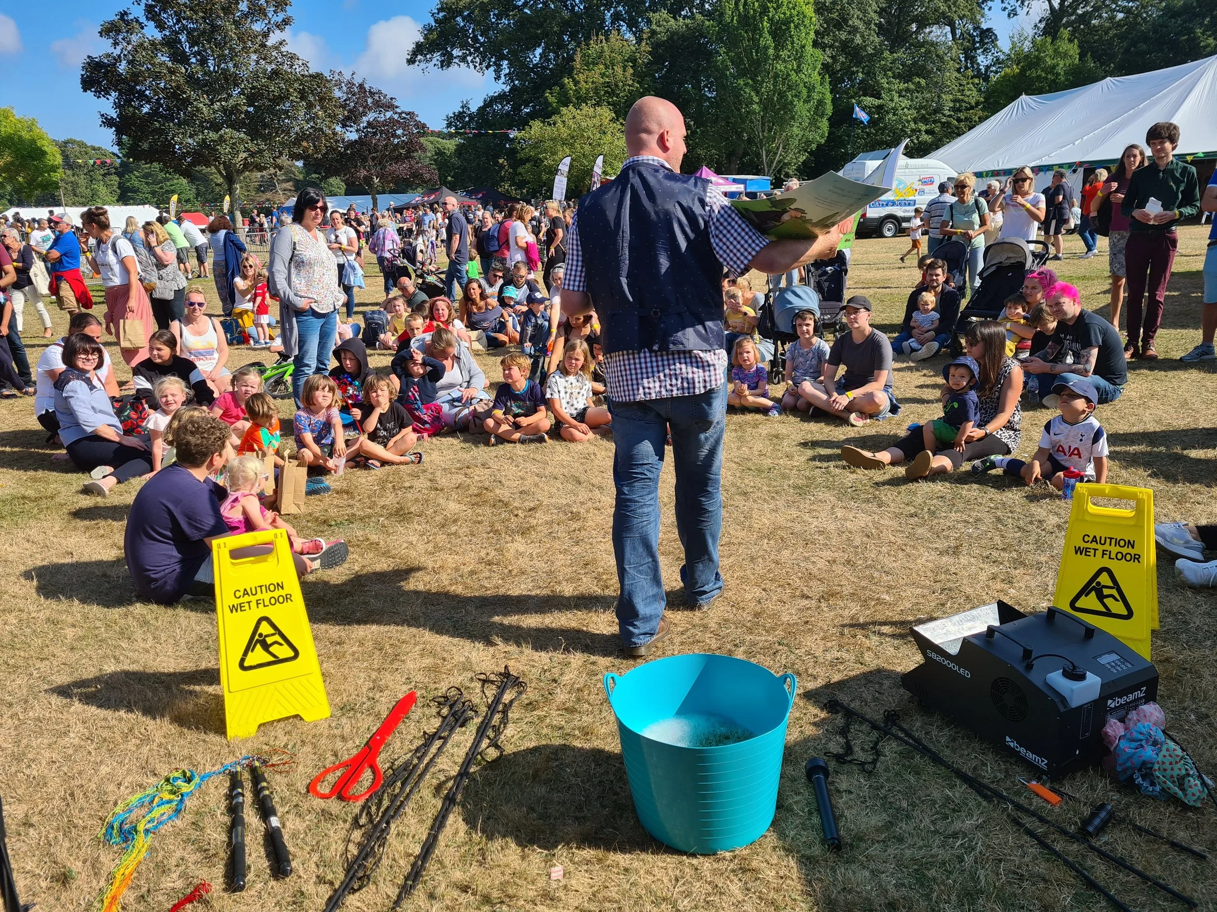 Large crowd being performed to 