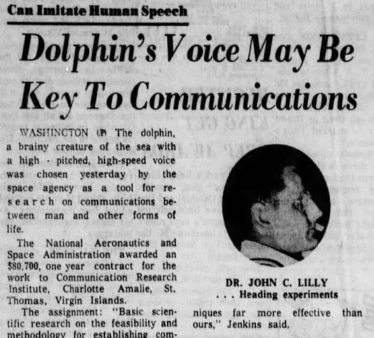 1962: “Dolphin’s Voice May Be Key to Communications”