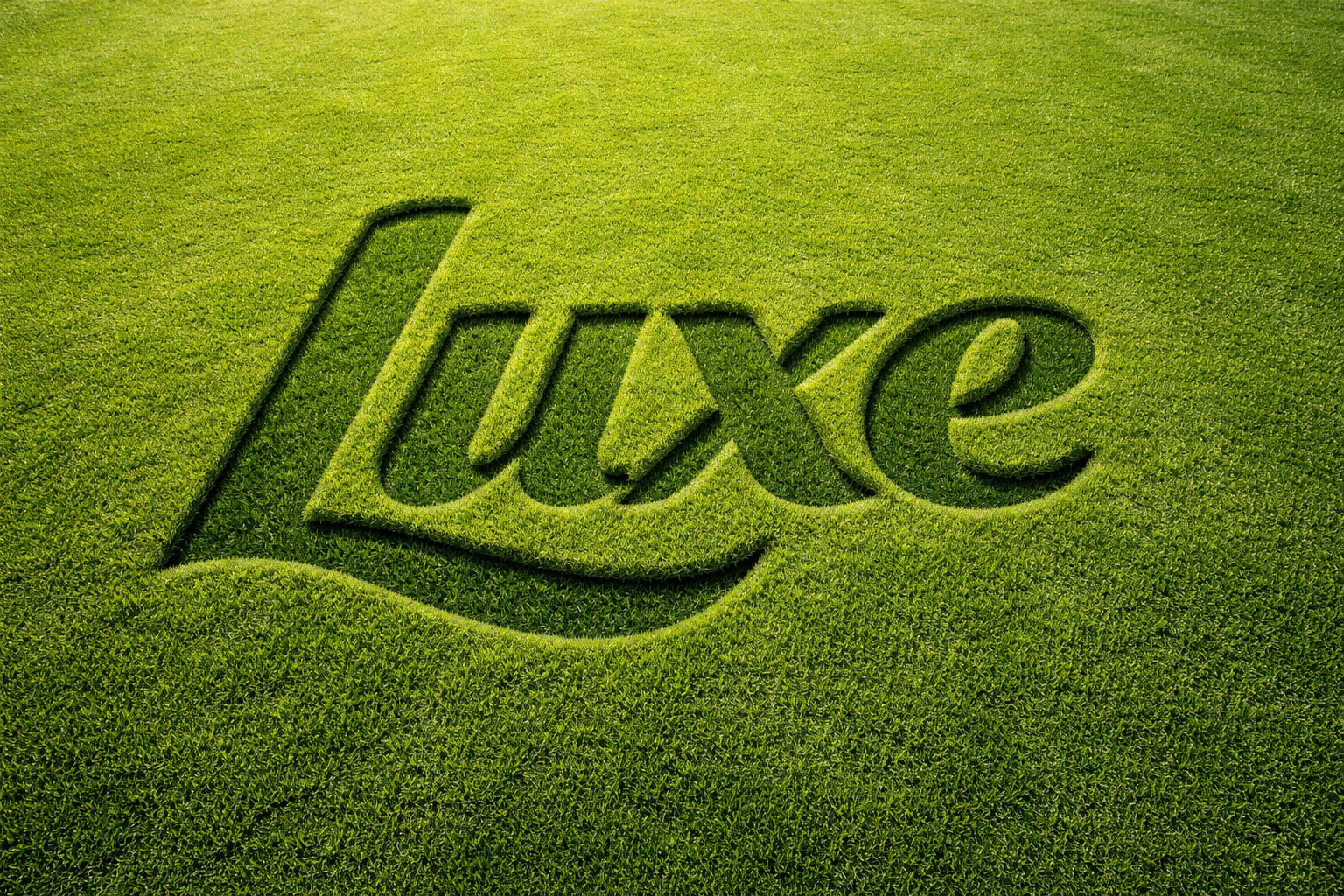 Green grass with the word "Luxe" cut out in the grass.