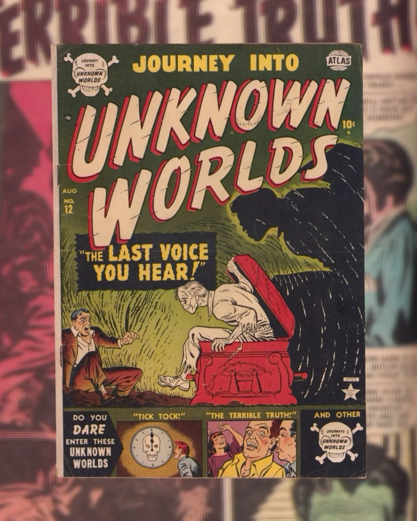 Journey Into Unknown Worlds #12 (1952) is straight-up Atlas horror&mdash;quick scares, nasty twists, and that feeling that everything&rsquo;s already gone wrong, with a killer Sol Brodsky cover and Bernie Krigstein interior art. Hitting the site toda