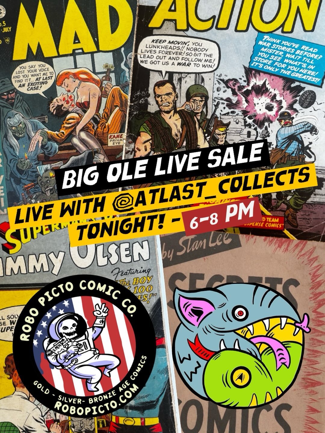 Little mix up on the time in yesterdays preview, we&rsquo;ll be going live with @atlast_collects tonight from 6-8 - there&rsquo;s a good chance we go on for another hour or two afterwards so stick around - we&rsquo;ve got a ton of cool books, art, to