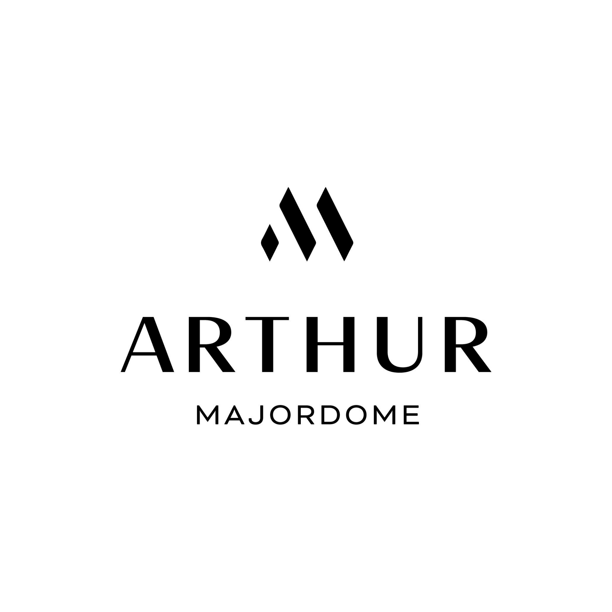 Black text logo for Arthur Majordome with a stylized Y-shape at the top.