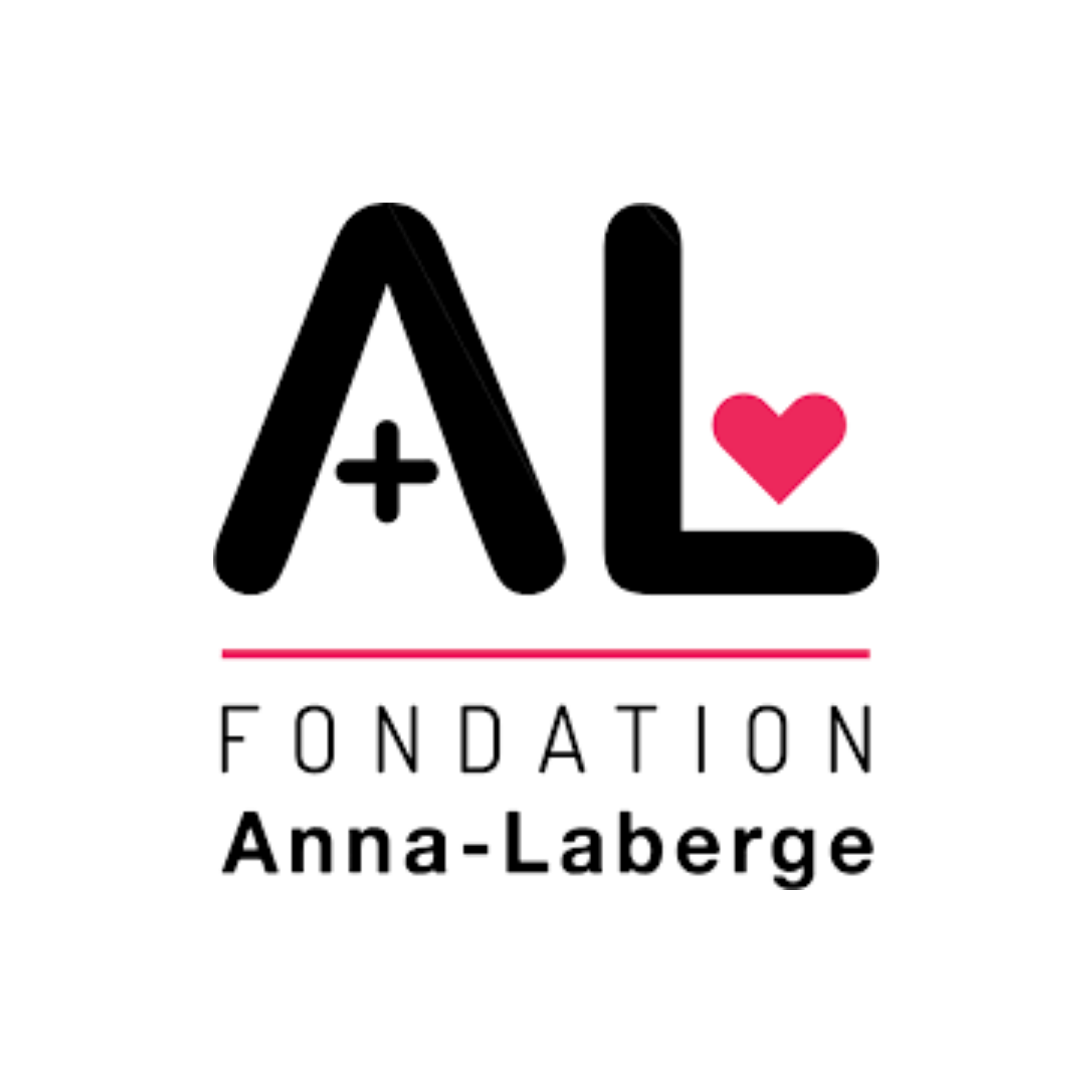 Logo of Anna-Laberge Foundation featuring stylized black letter 'A' with a pink heart to the right and the words 'Foundation Anna-Laberge' below.