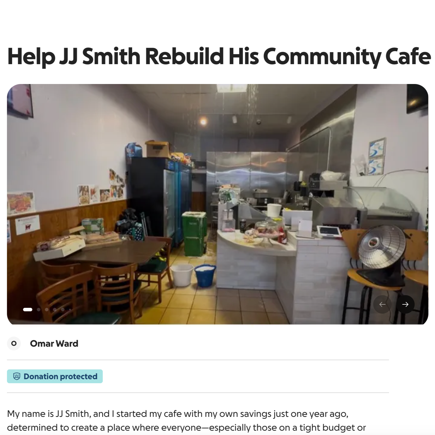 Help JJ rebuild his community cafe in the Tenderloin after a serious flooding from the SRO above. 