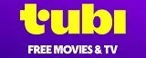 Tubi logo with yellow and white text on a purple background