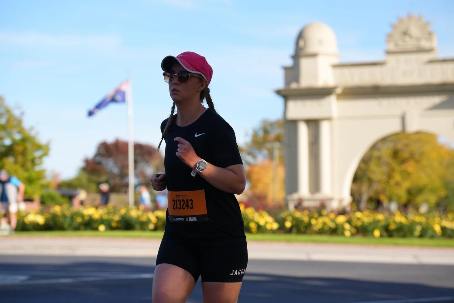 Simone Collins running in a race