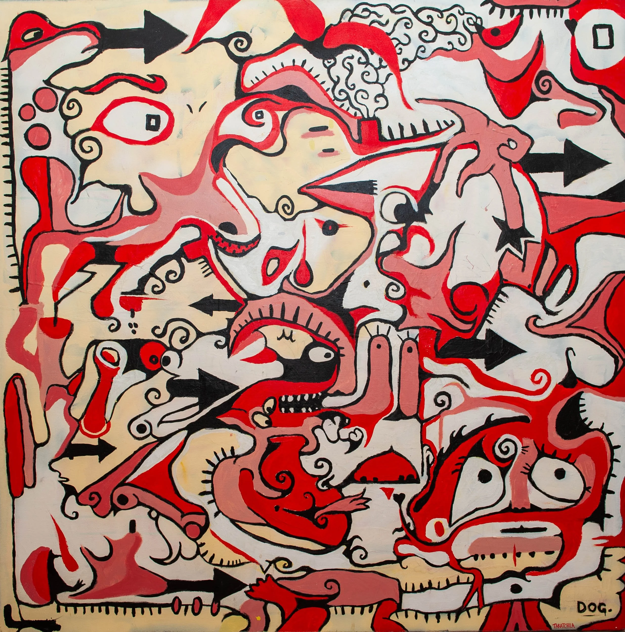 Against the Wind, 2021. Spray paint and acrylic on canvas. 36 x 36 in.