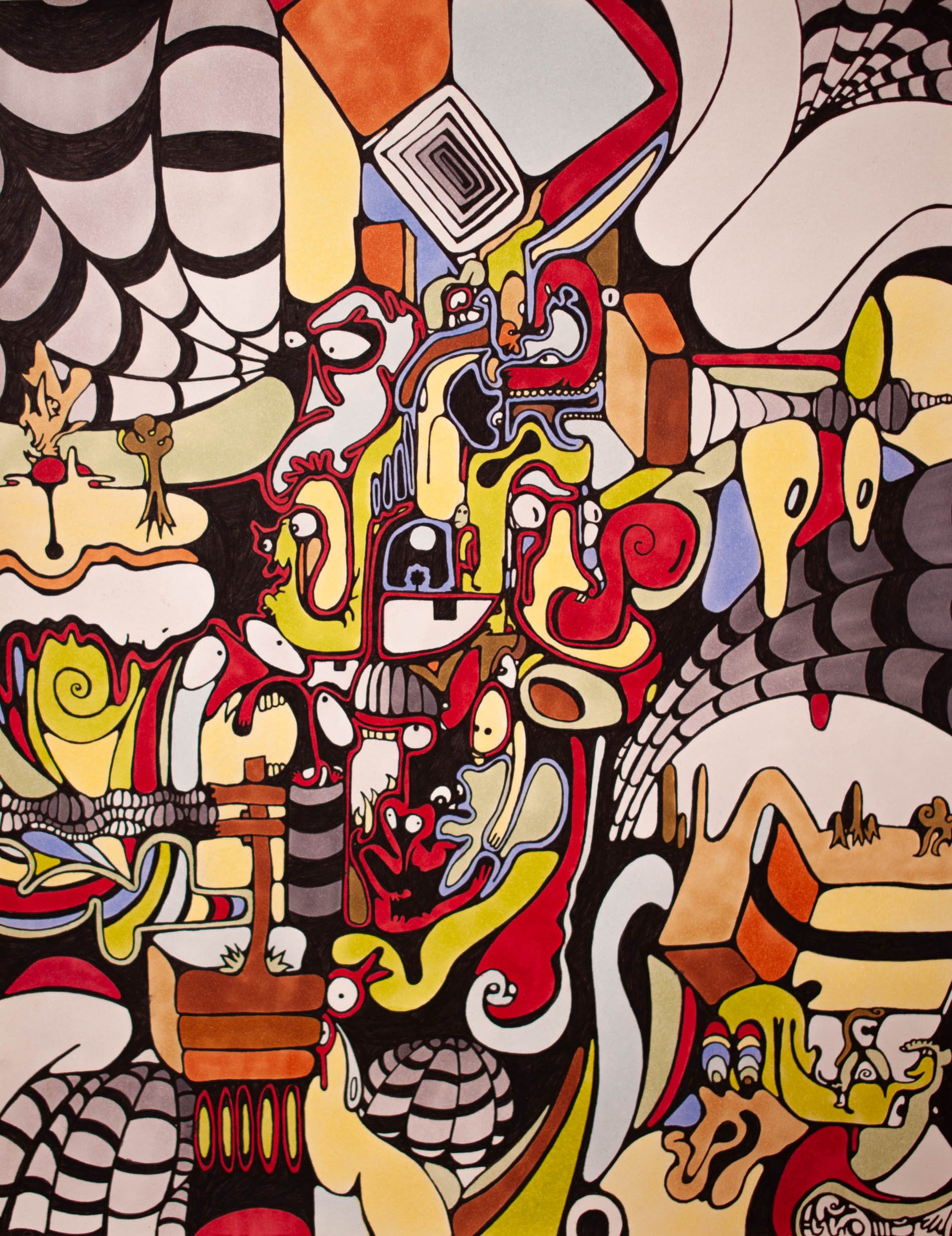 WEBBED, 2022. Alcohol-based marker and black ink pen on multi-media paper 11 x 14 in.