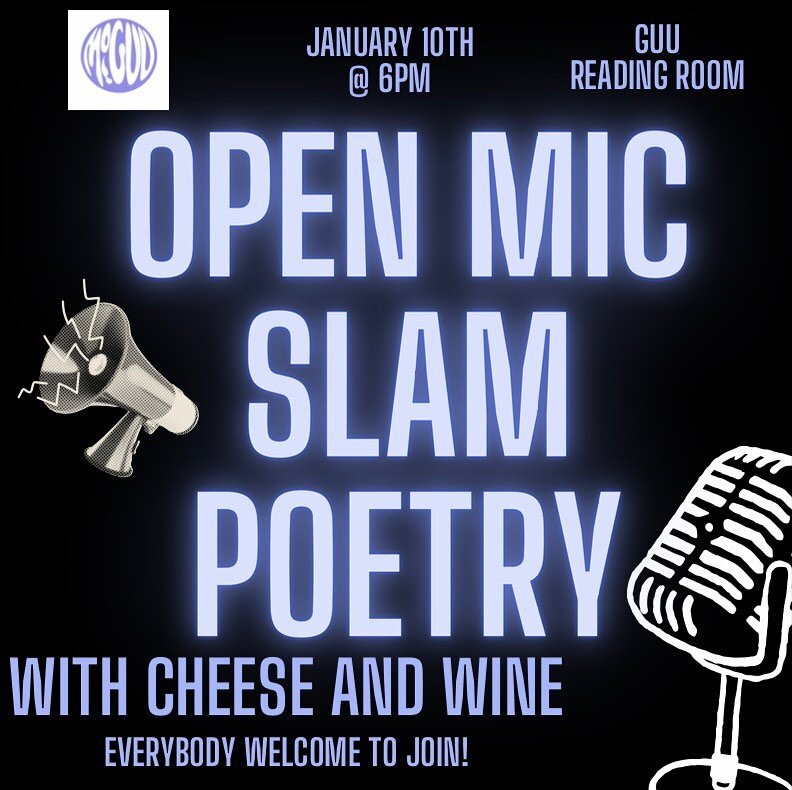 🎙️ REFRESHERS WEEK EVENT! 🎙️

We would love to see you at our slam poetry open mic night with cheese and wine 🍷🧀. Whether you would like to read some of your own poetry or come along and listen (and eat the cheese and drink some wine of course), 