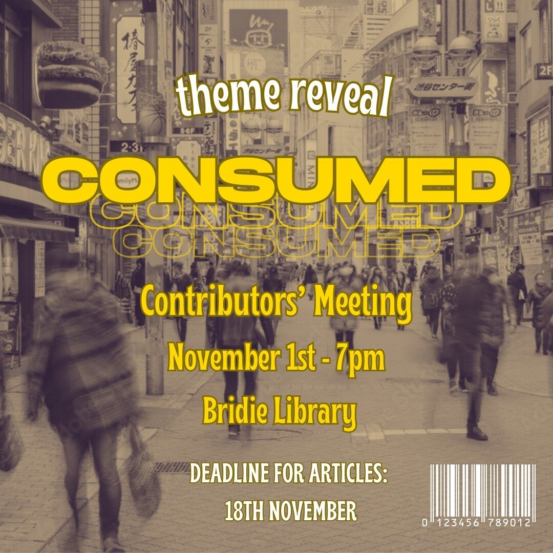 Hello everyone! 

Our new theme for this month is Consumed! The pitches are available to view and select now on the Contributors group on Facebook, the link to join this can be found in our bio. All articles must be submitted by Saturday November 18t