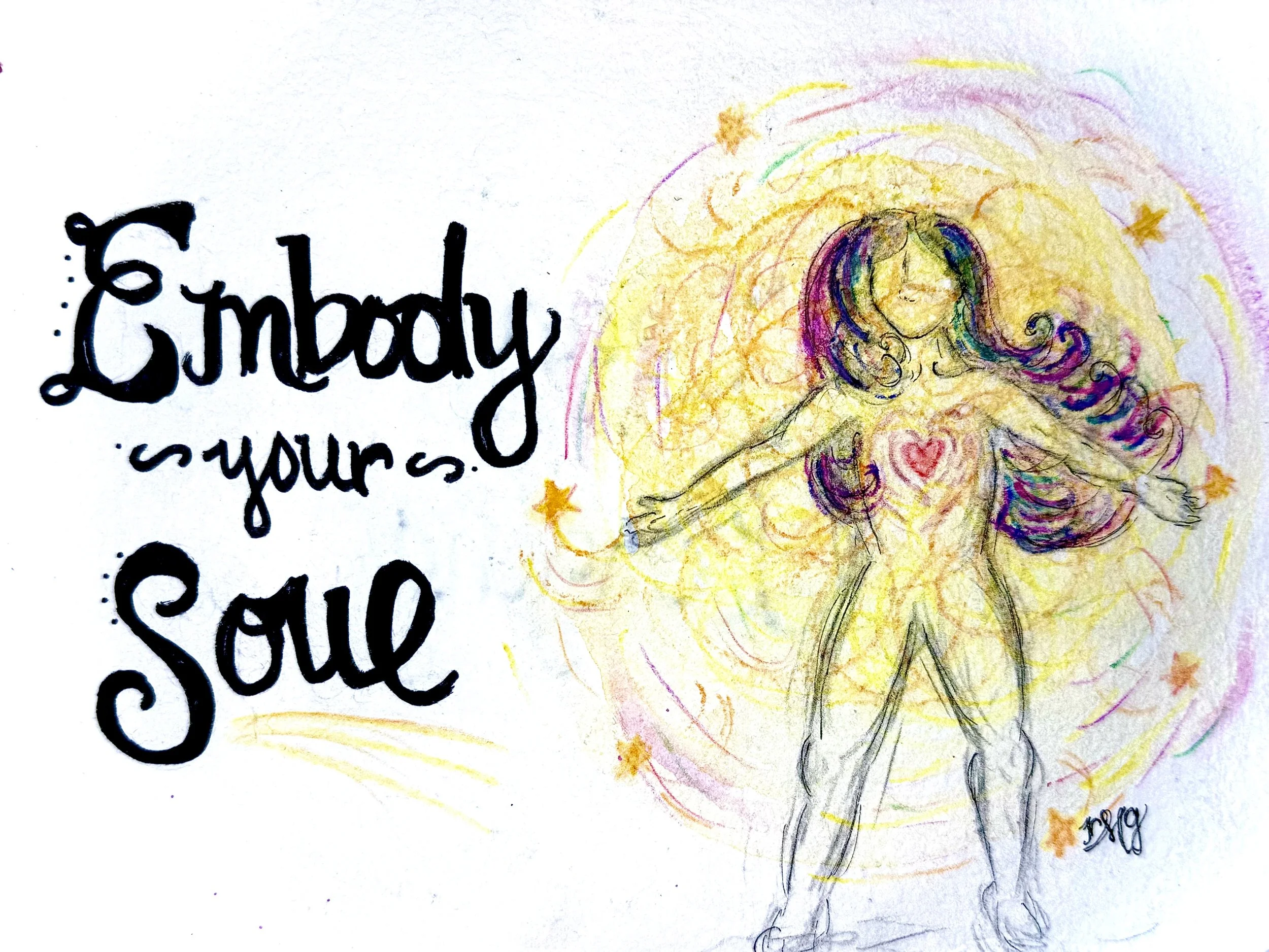 A drawing of a woman embodying her soul