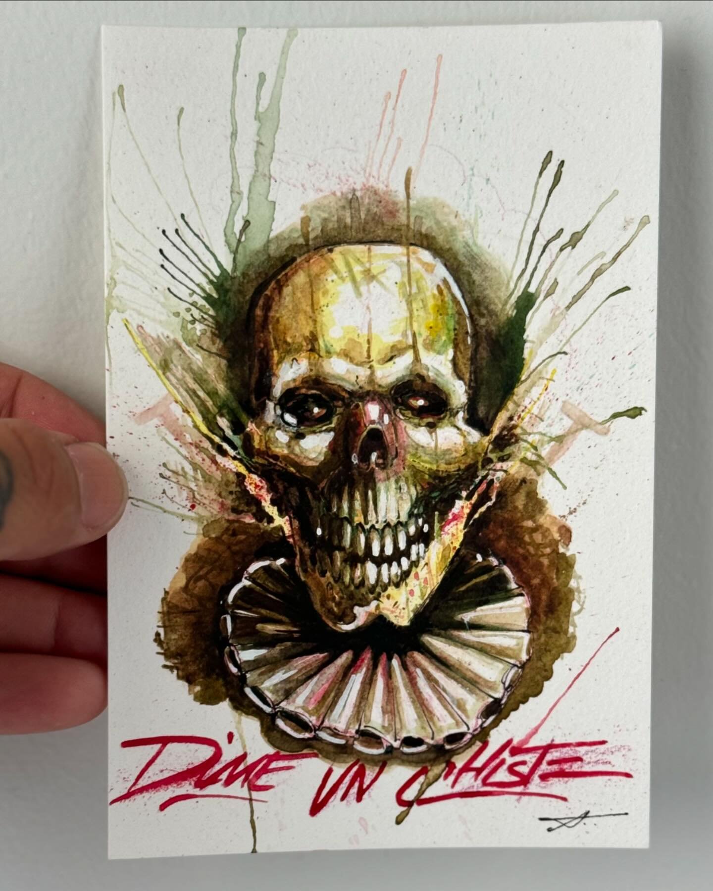 &ldquo;DIME UN CHISTE &ldquo;
Water color &amp; ink on cold Press 
4x6 2024 

.
.
.
.
.
.
 #joker #clown #fool #smile #watercolor #ink #art