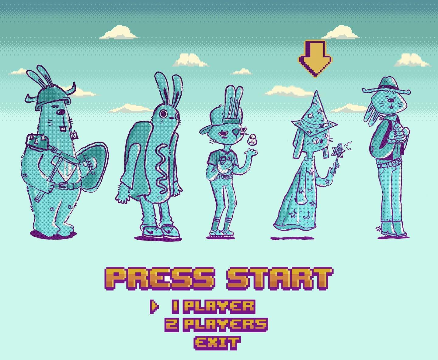 Choose your avatar, Easter bunny edition. I personally think hot dog bun-ny has the best combos 👾🕹️🐰 (I&rsquo;m a small illustrator trying to grow my base, please reshare :) #illustration #videogameart #easterbunny #easterart #illustrator #adobe #