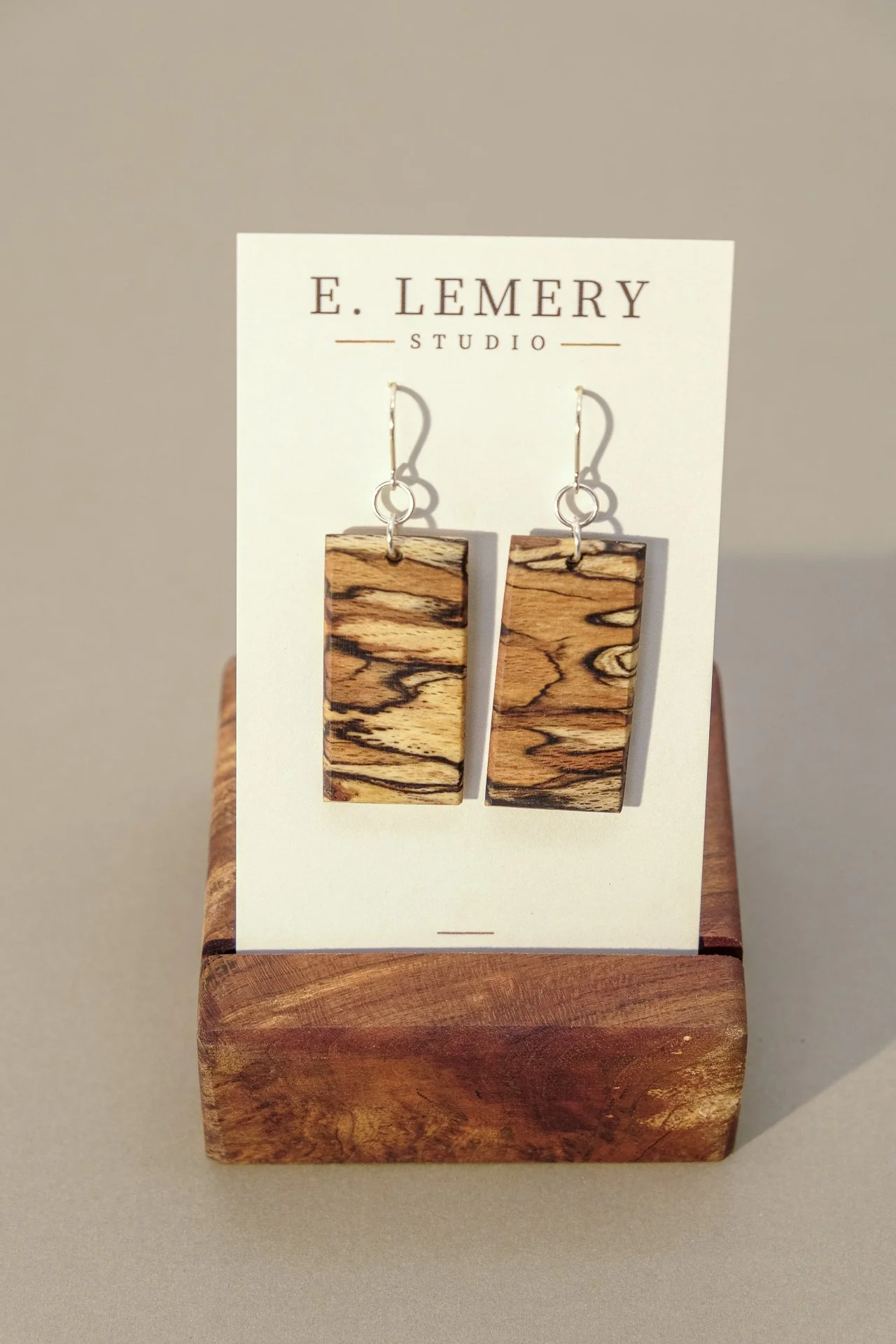 Spalted Beech Rectangle Earrings