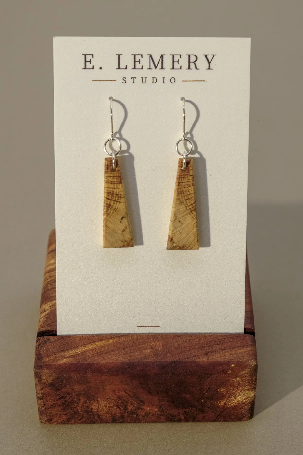 Spalted Beech Small Triangle Earrings
