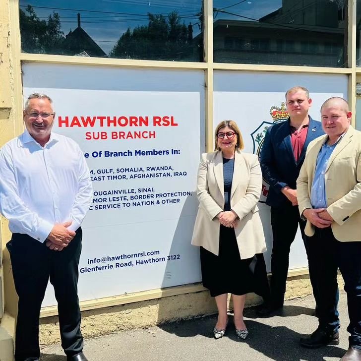 Today I visited the Hawthorn RSL Sub Branch with my good friend and colleague, the Minister for Veterans @nataliesuleymanmp. 

And she came bearing good news.

The Hawthorn RSL received funding for three projects, coming to a total of $37,500 for pre