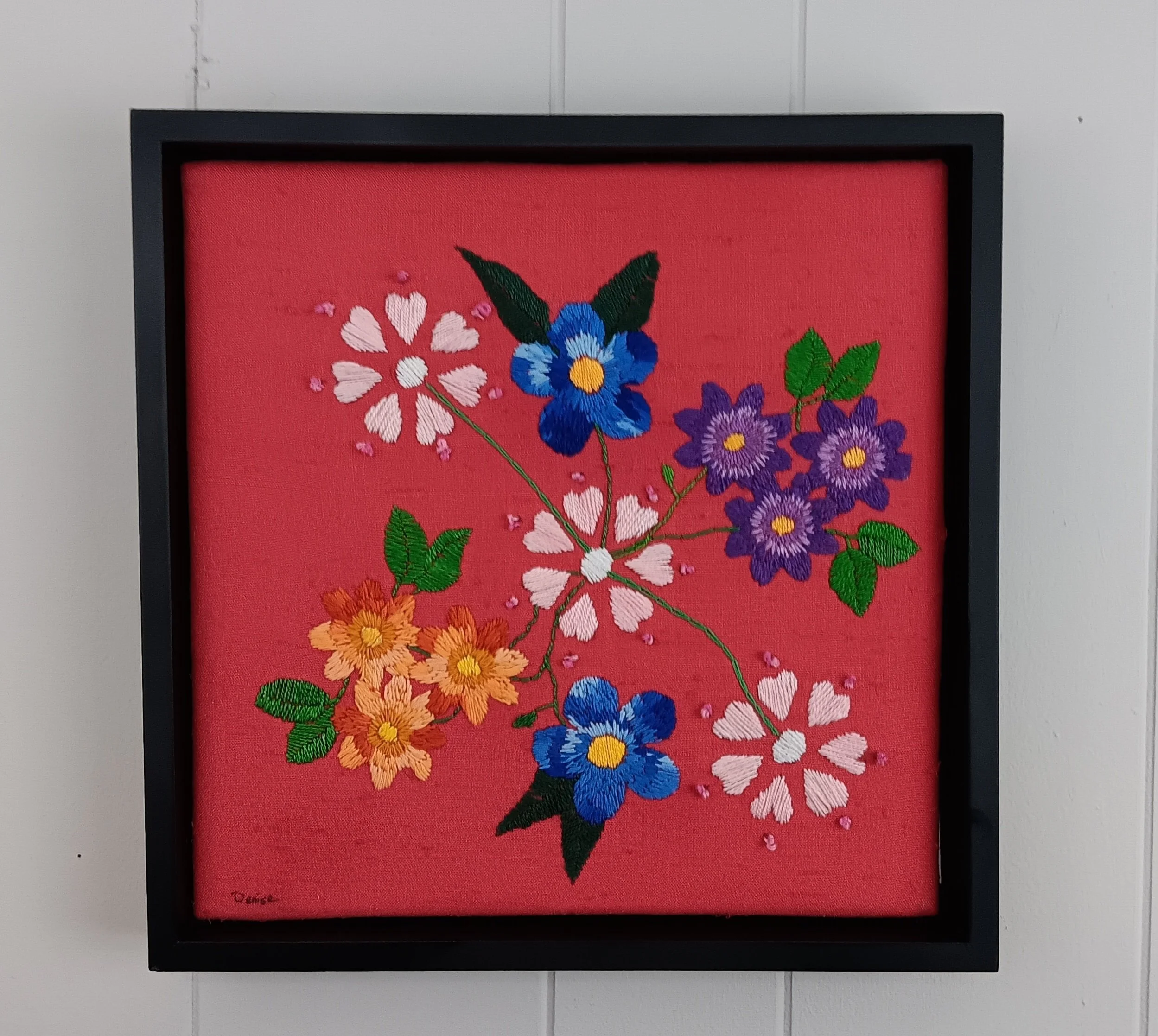 12" x 12"  on red linen 'Good Morning' $79