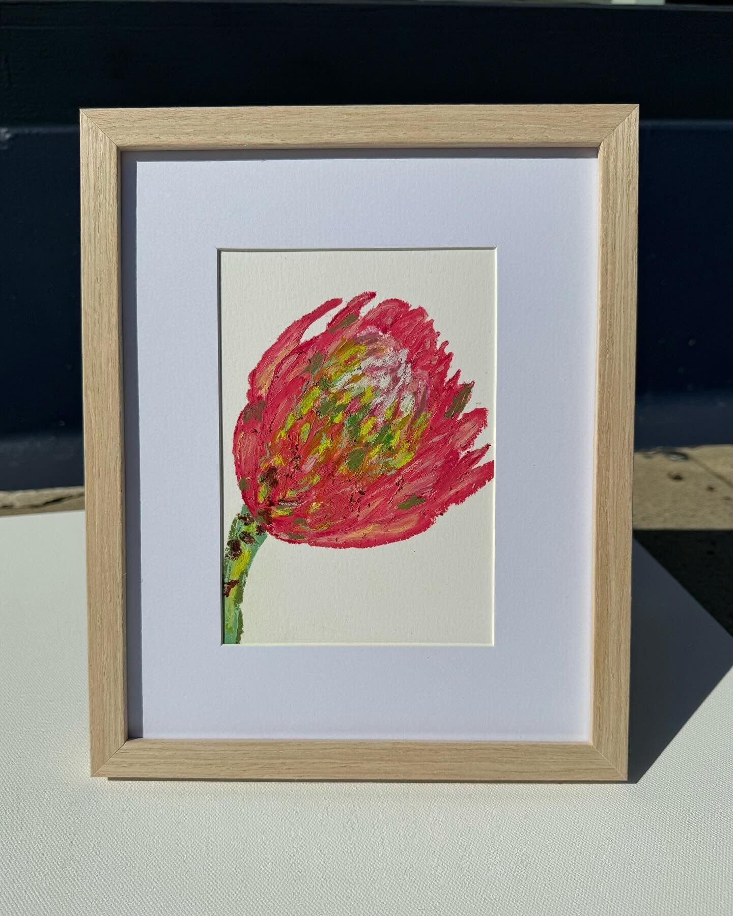 king protea magic wand - 5x7&rdquo; oil pastel on mixed media paper framed to 8x10&rdquo; | $90, dm me if interested 
.
.
.
#oilpastelpainting #flowerpainting #lilypainting #instaartist #creativelife #originalart #homedecor