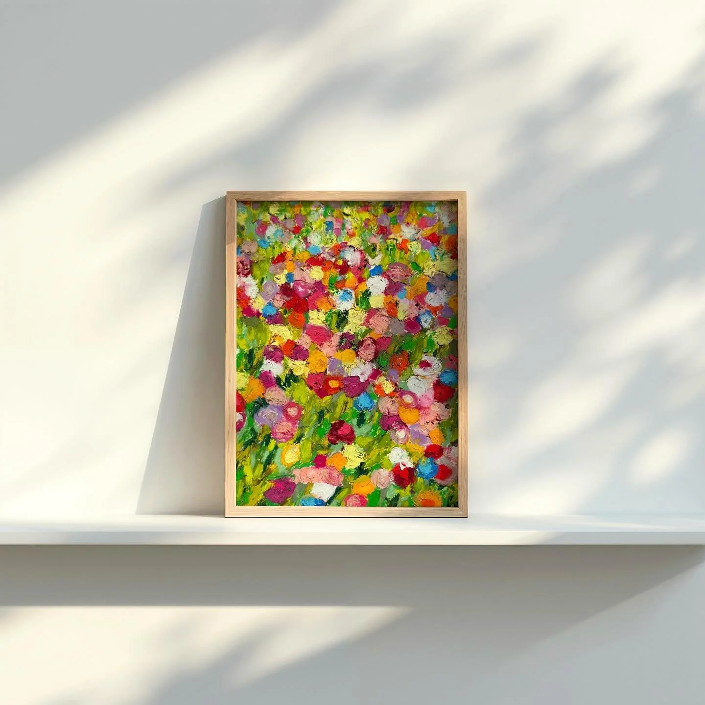 on a roll with these @the_flower_fields oil pastel paintings. they are so bright and cheery, &amp; fun fact, this is where I got engaged! 

flower fields no. 3 - 5x7&rdquo; oil pastel on mixed media paper, framed | $200