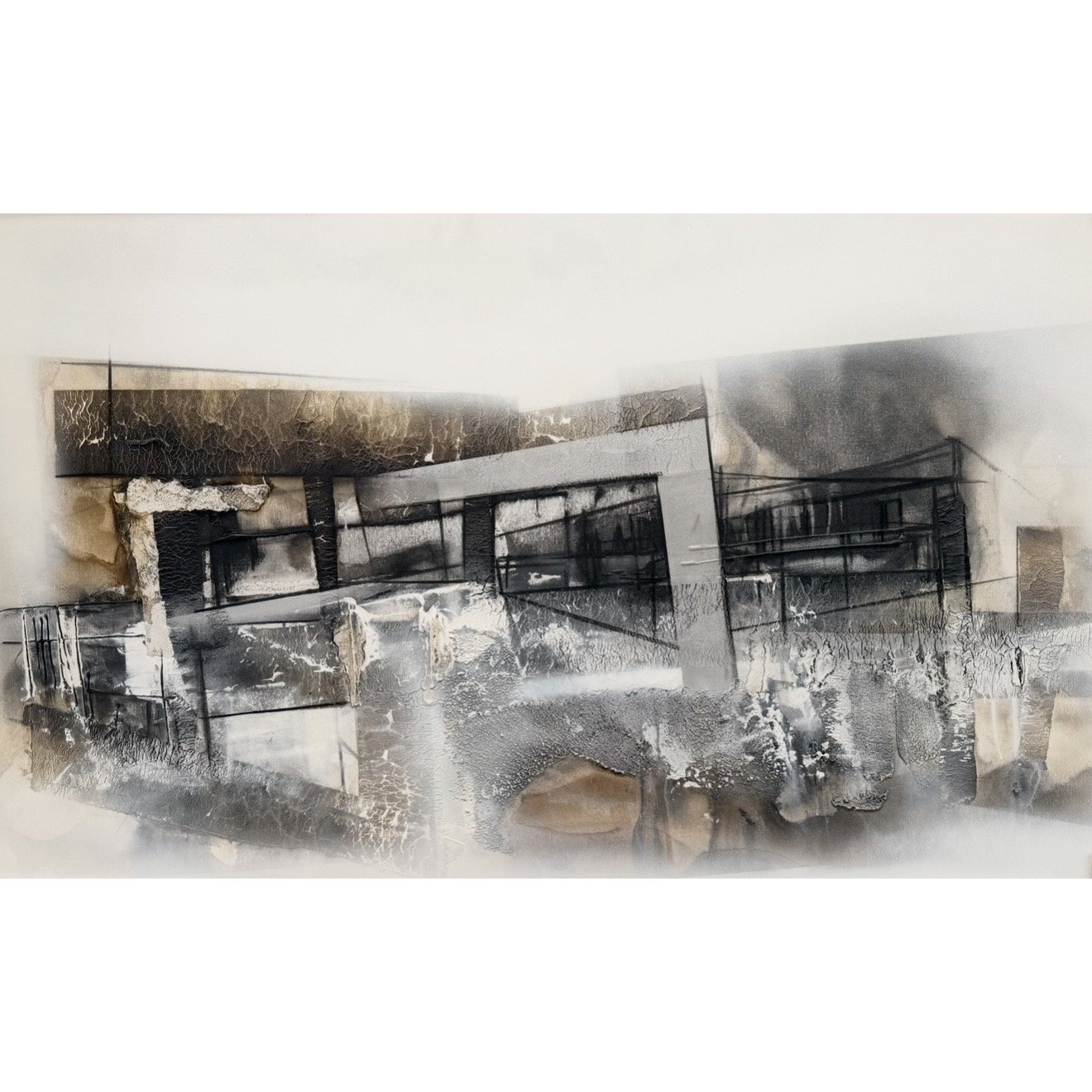 Series / City over Cliff #1 / 36 x 60 Inches / Acrylic on Canvas / 2025