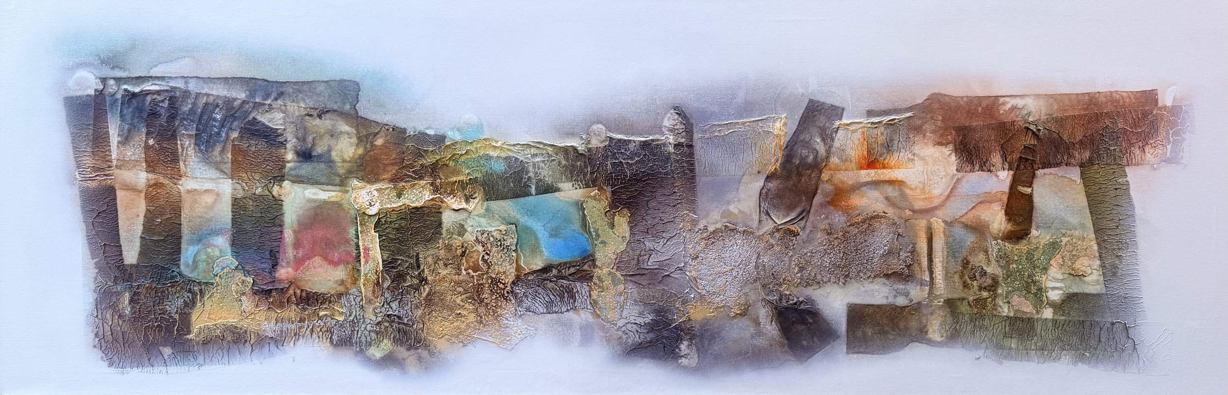 Series / Happy City, Panoramic / 24 X 72 Inches / Acrylic on Canvas / 2026