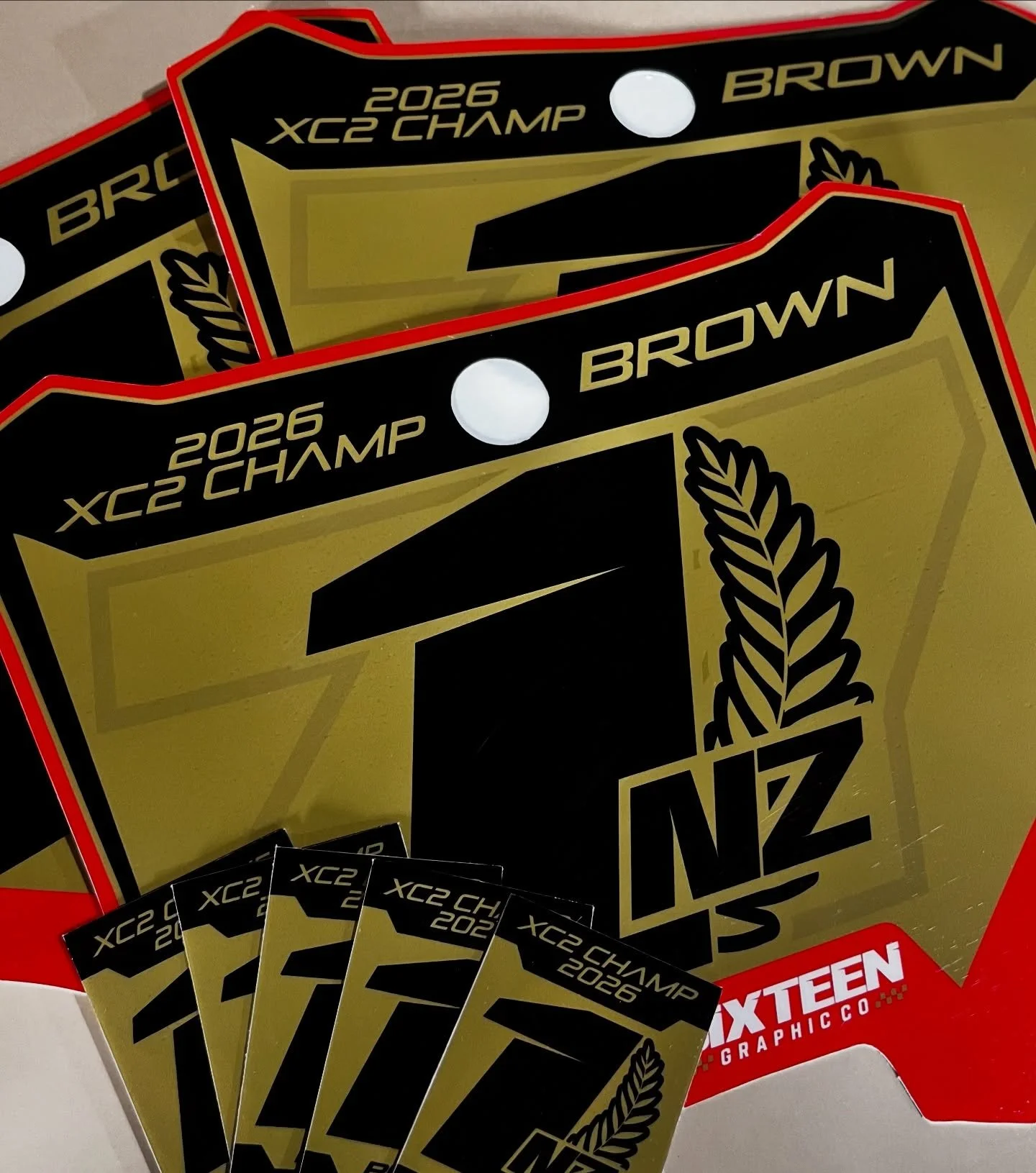 Always a privilege to have numbers like these heading out!

Big ups to @sheldonab77 on wrapping up the New Zealand XC2 title during his debut as a senior 🏆
Looking forward to seeing Sheldon out front with his new number! 

#sixteengraphicco #mxgraph