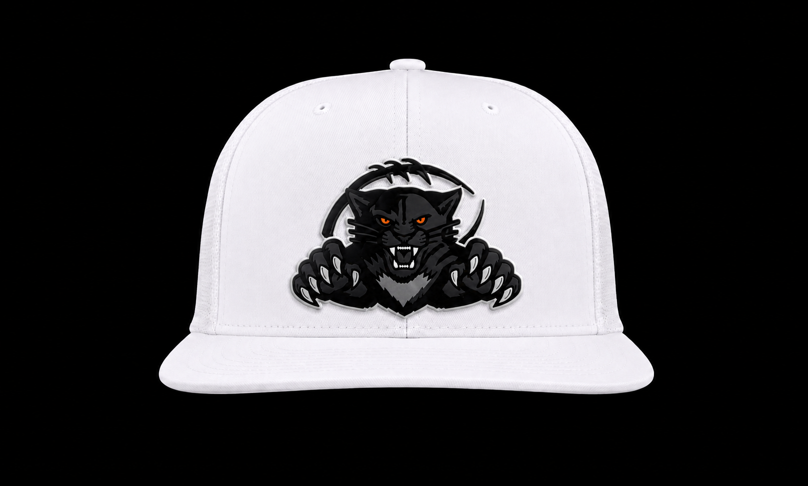 White Stretch Fit with Black Logo with Football