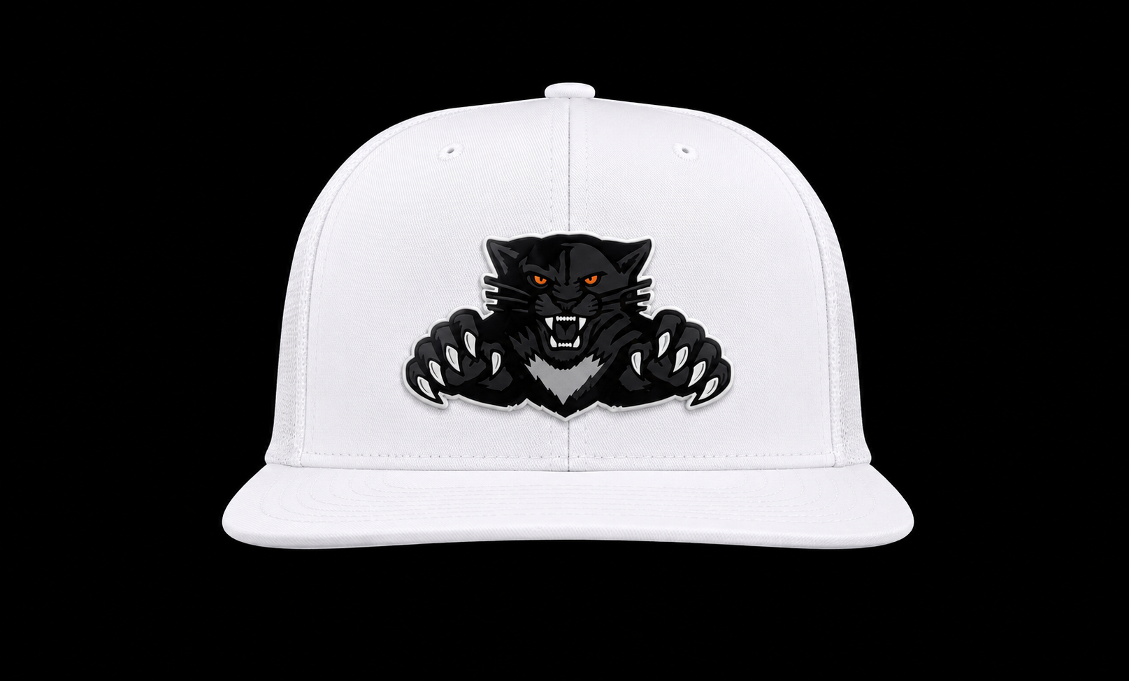 White Stretch Fit with Black Logo