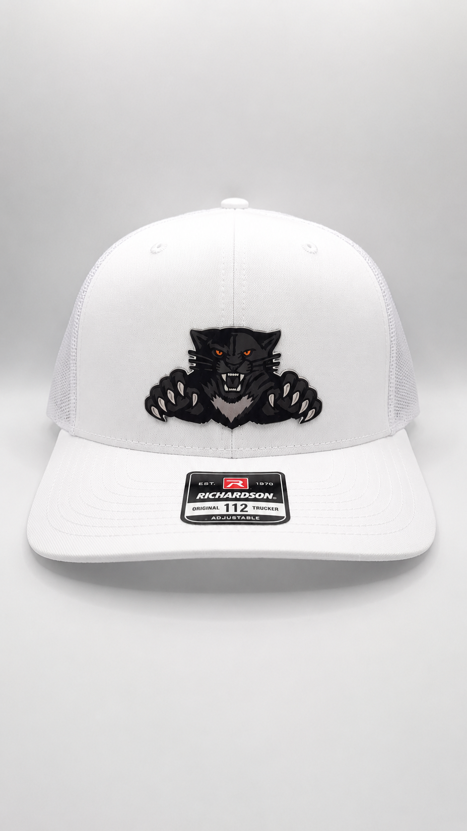 White Trucker Hat with Black Logo