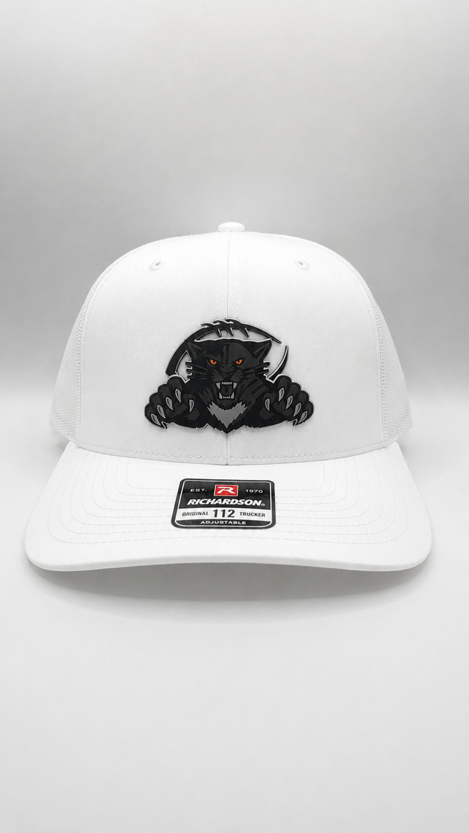 White hat adjustable with black cat w football.PNG