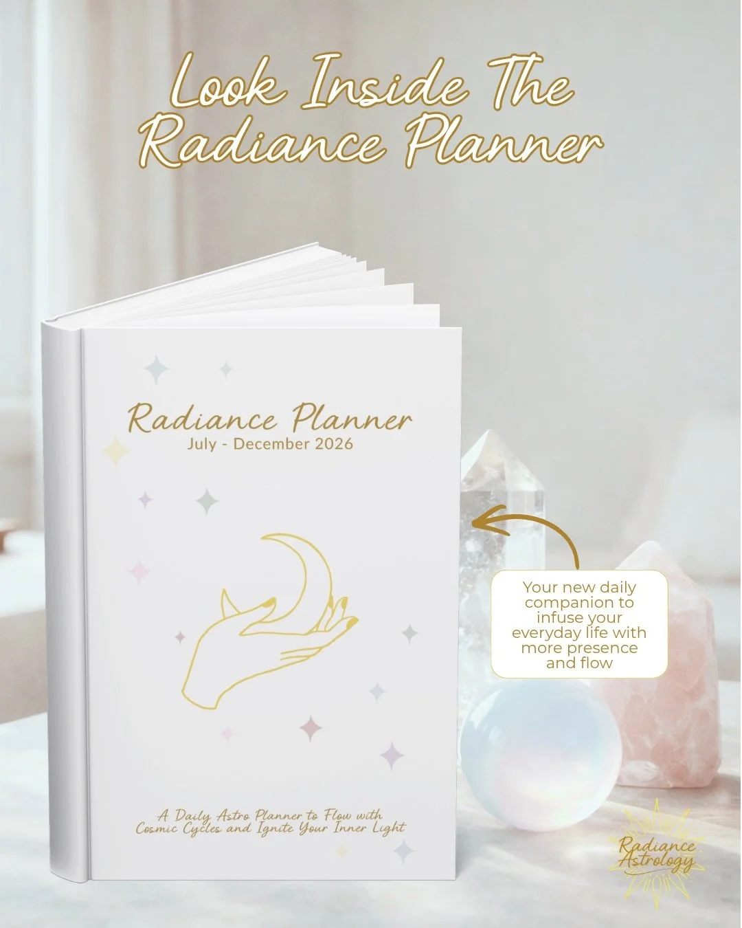 Look inside your new favorite astro planner 👀💫 

✨Dated monthly overviews so you can seamlessly plan with the movements of the Sun and the Moon

✨Supportive guidance, energetic resets, and radiance rituals for each Sun season

✨Dated daily pages th