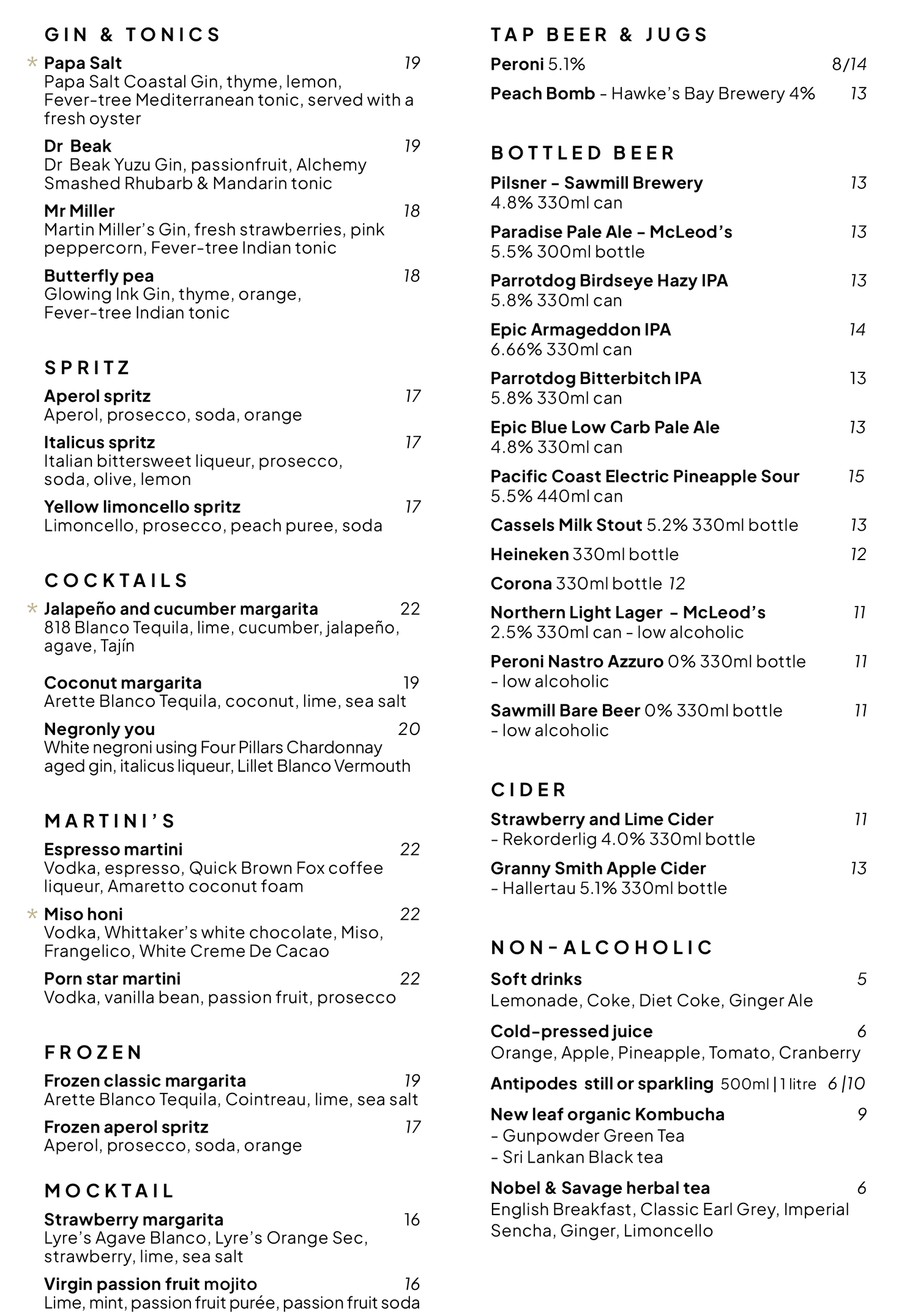 Elmo's Menu EAT & DRINK — Elmo's Pizza Bar - Ponsonby, Auckland