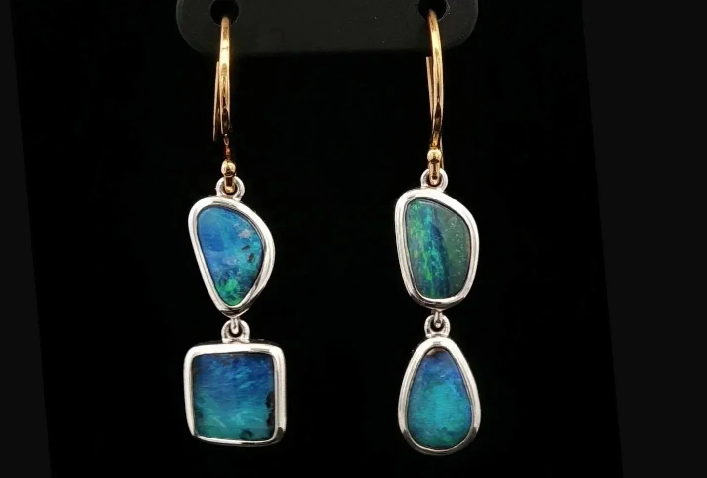9K Yellow Gold and Sterling Silver Queensland Boulder Opal Earrings