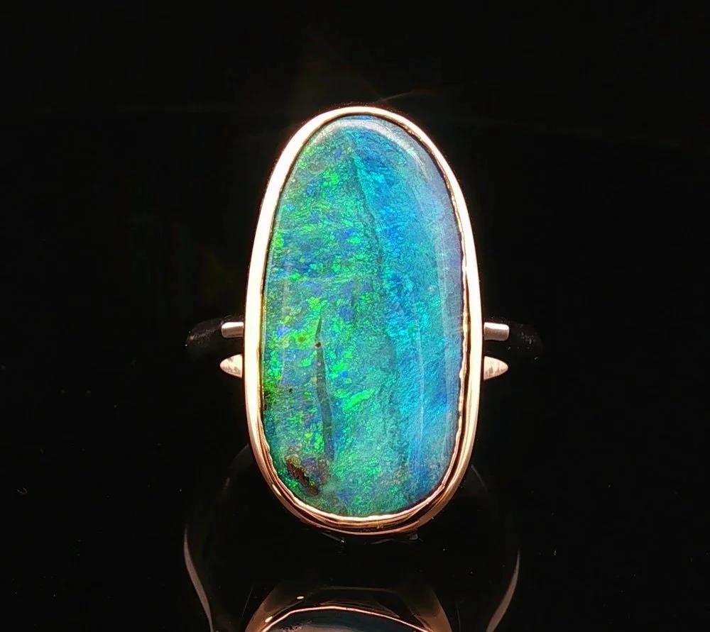 9K Yellow Gold and Sterling Silver Queensland Boulder Opal Ring