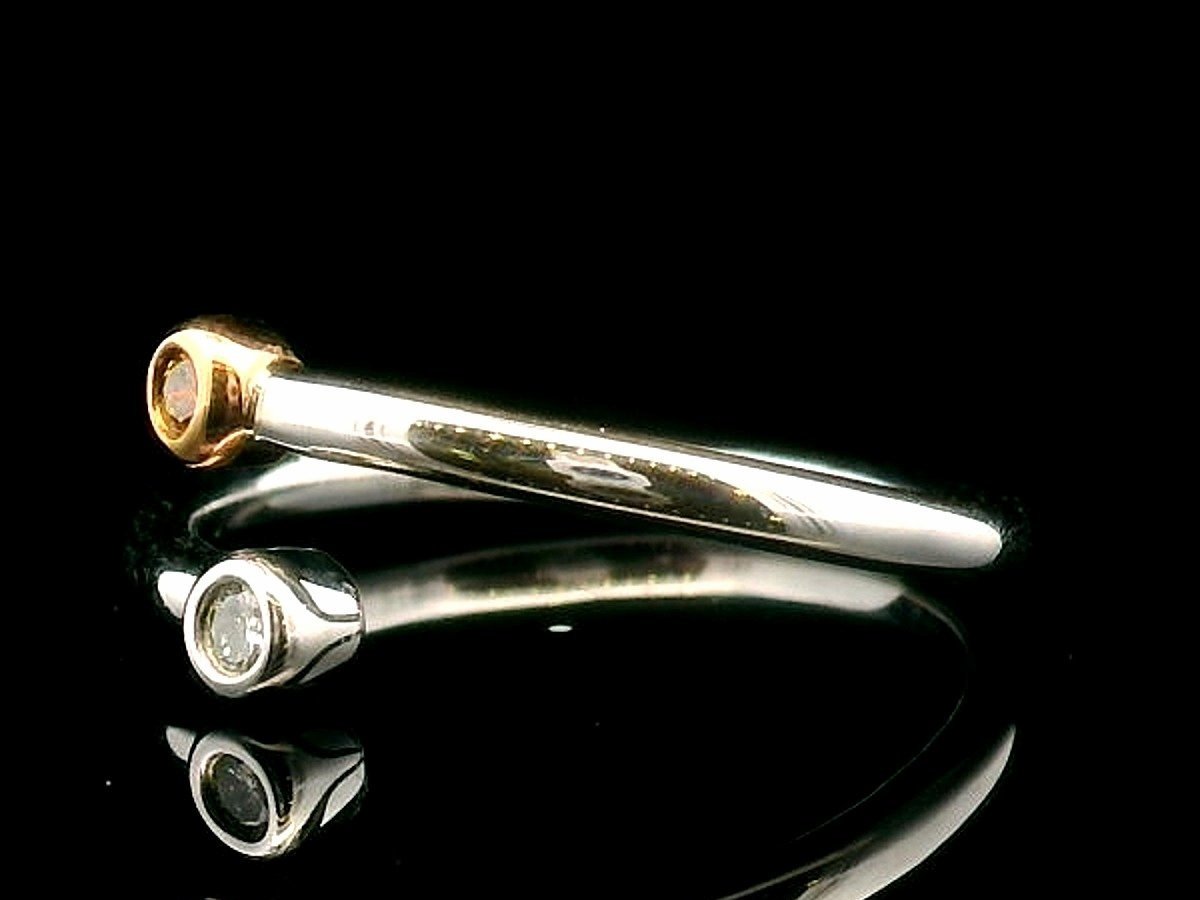 Left Side View 9K White and Rose Gold Fancy Coloured Diamond Ring