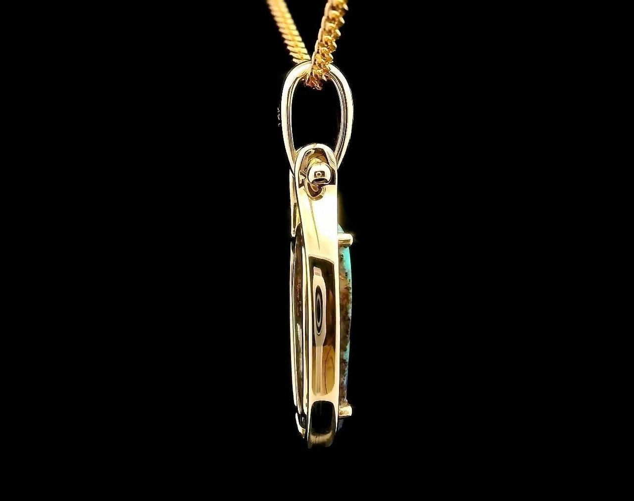 Right side view 14K Yellow Gold Queensland Boulder Opal Pendant