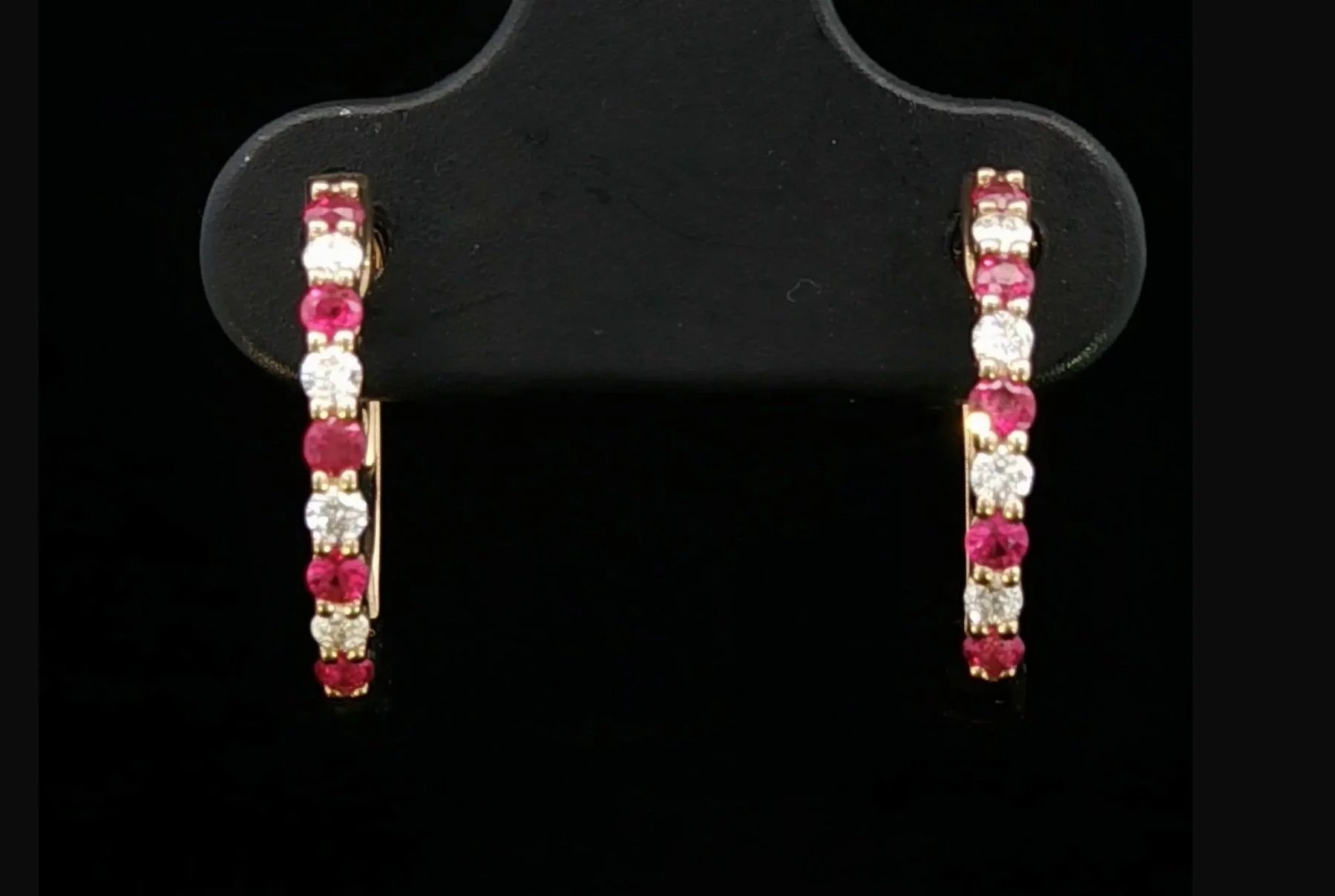 9K Yellow Gold Ruby and Diamond Earrings