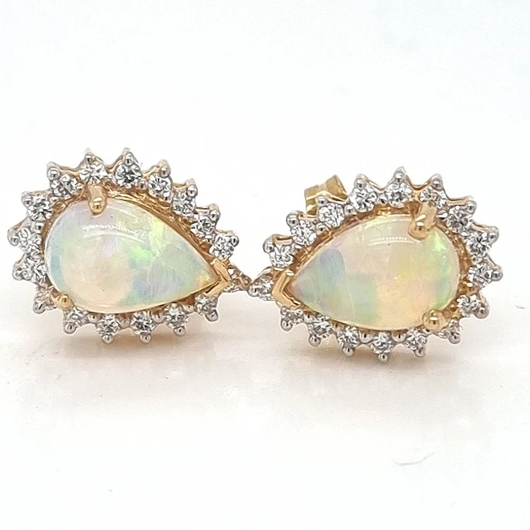 14K Yellow Gold Coober Pedy Opal Earrings