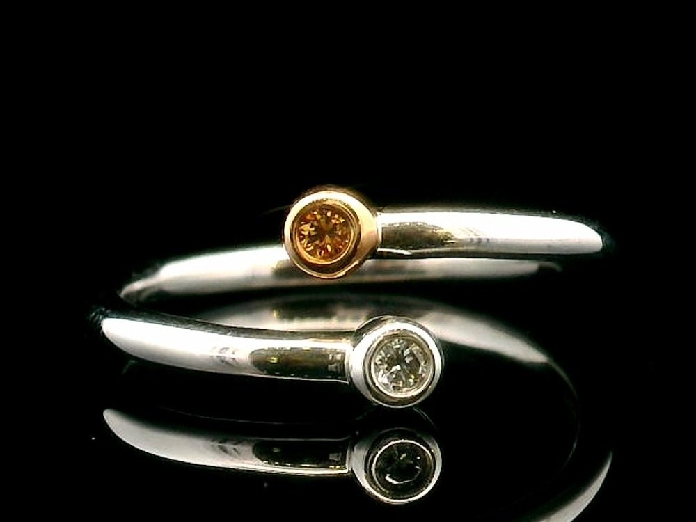 Front View 9K White and Rose Gold Fancy Coloured Diamond Ring