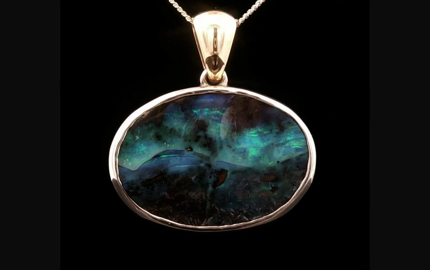 9K Yellow Gold and Sterling Silver Queensland Boulder Opal Pendant