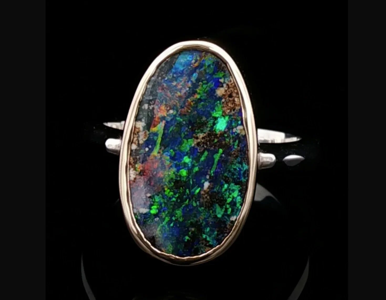 9K Yellow Gold and Sterling Silver Queensland Boulder Opal Ring