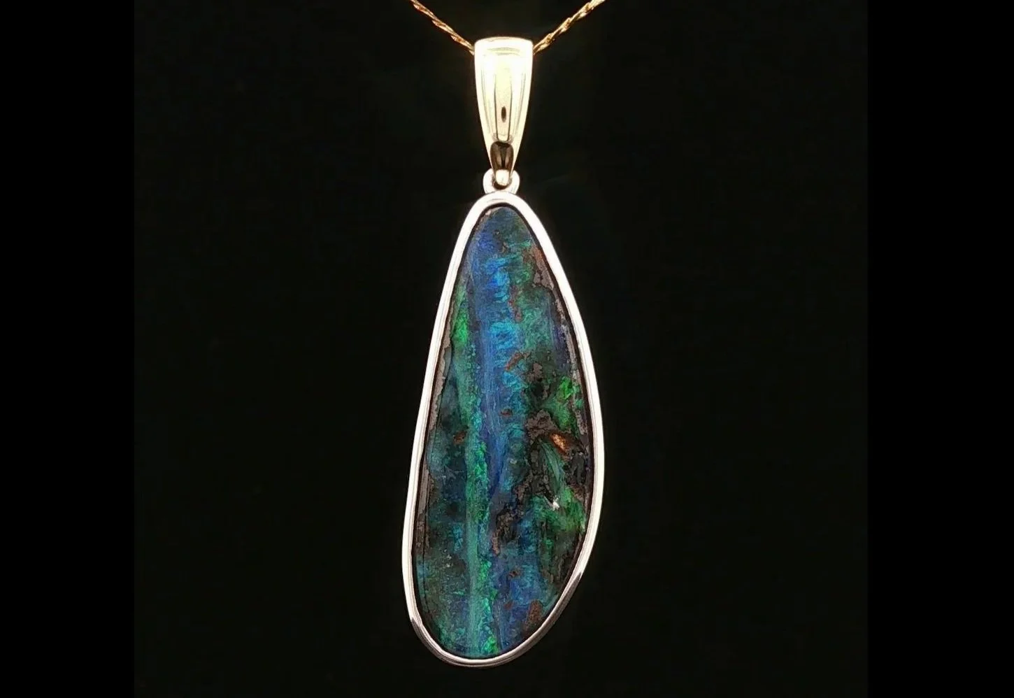 9K Yellow Gold and Sterling Silver Queensland Boulder Opal Pendant