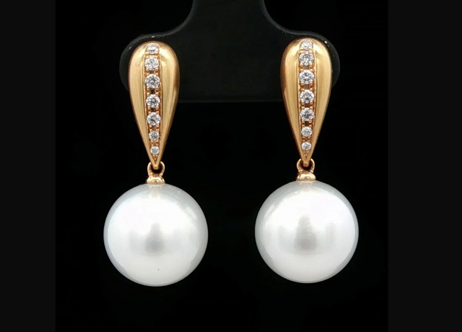 18K Rose Gold South Sea Pearl and Diamond Earrings