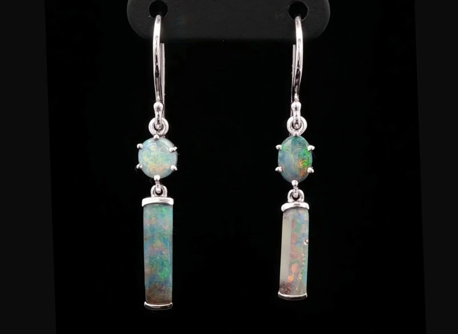 Platinum Queensland Boulder Opal Earrings